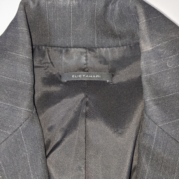 Elie Tahari Pin Stripe Button Front Blazer Grey - Picture 11 of 11